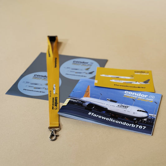 Farewell Condor B767 Bundle mit Aufkleber, Karte, Schlüsselband und Booklet