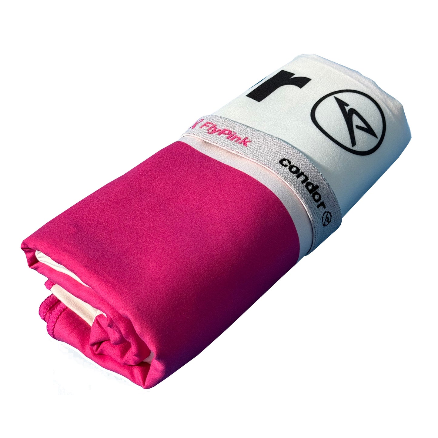 FlyPink Mikrofaser-Badetuch eingerollt