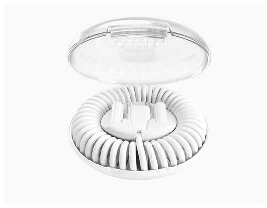 Vonmählen ALLROUNDO ECO aufgerolltes Multiladekabel in transparenter Reisebox mit Deckel