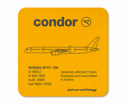 Posavasos de cristal «Aircrafttag» Boeing 757-300 D-ABOJ – Edición Sunshine