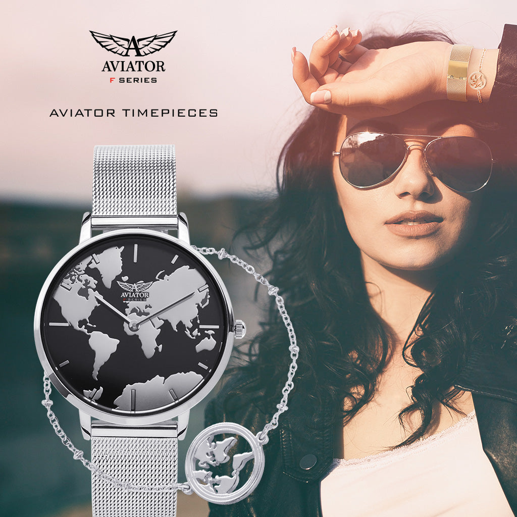 Aviator „Luxe Set Silver“ Damenarmbanduhr