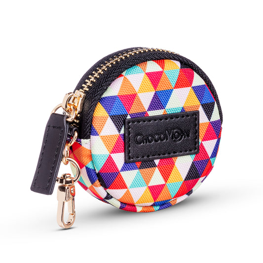 Chocomoon Fun Wallet Geometric mit buntem, geometrischem Muster, Reißverschluss und goldfarbenem Karabiner