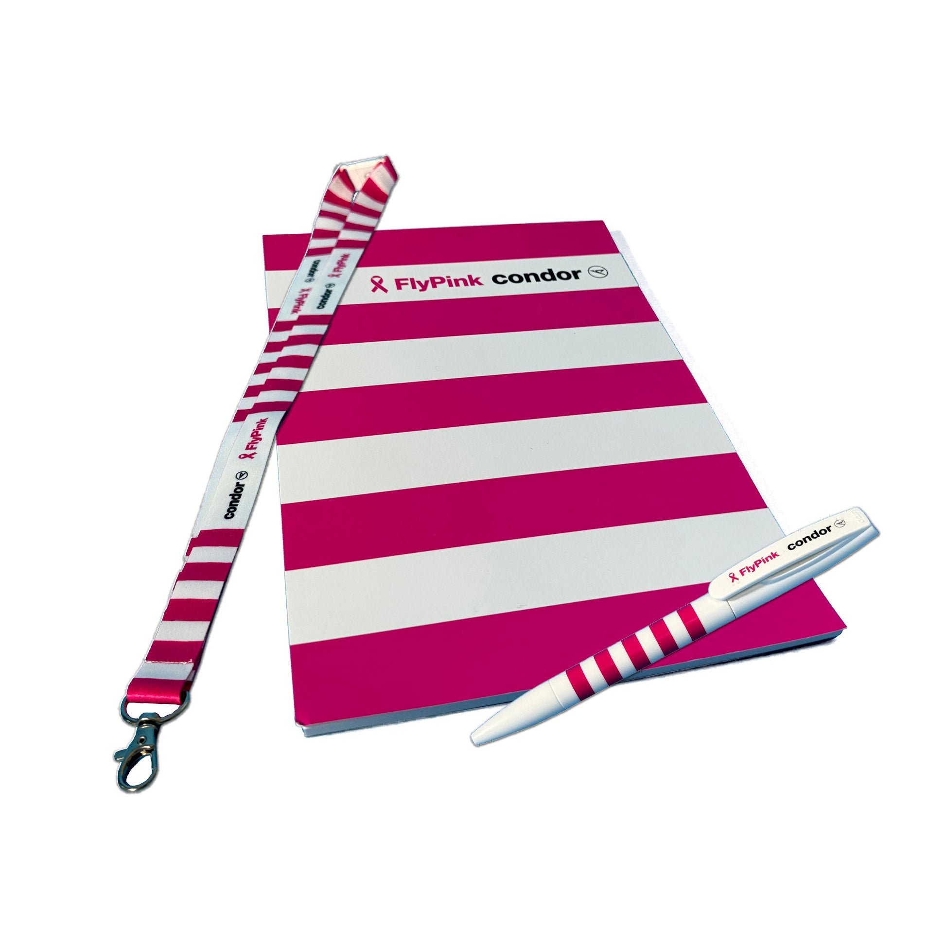 FlyPink Office Bundle mit Lanyard, Block und Stift